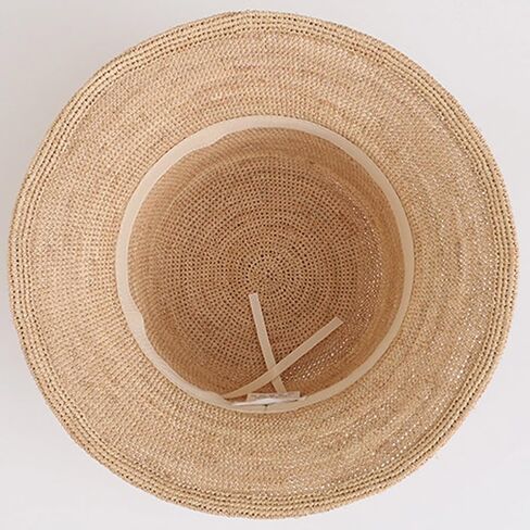 Raffia Straw Bucket Hat Women Beach Hat Handmade Natural Raffia Woven Flat Sun Hats Men Travel Cap in Saudi Arabia
