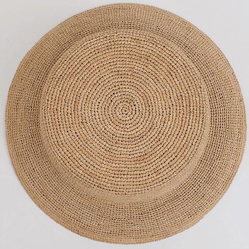 Raffia Straw Bucket Hat Women Beach Hat Handmade Natural Raffia Woven Flat Sun Hats Men Travel Cap in Saudi Arabia