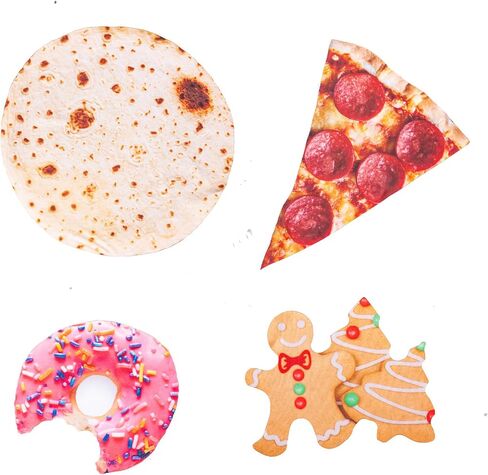 Glasses Cleaning Cloth Funny Food Shaped,4Pcs Realistic Tortilla & Pizza Donut Gingerbread Lens Wipes Microfiber Eyeglass Cleaner-Double Sided Eyeglass Cleaner for Lens Screen Tablet Gag Gift (Food) in Saudi Arabia