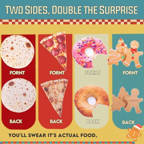 Glasses Cleaning Cloth Funny Food Shaped,4Pcs Realistic Tortilla & Pizza Donut Gingerbread Lens Wipes Microfiber Eyeglass Cleaner-Double Sided Eyeglass Cleaner for Lens Screen Tablet Gag Gift (Food) in Kuwait