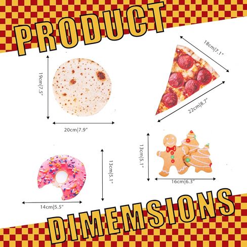 Glasses Cleaning Cloth Funny Food Shaped,4Pcs Realistic Tortilla & Pizza Donut Gingerbread Lens Wipes Microfiber Eyeglass Cleaner-Double Sided Eyeglass Cleaner for Lens Screen Tablet Gag Gift (Food) in Saudi Arabia