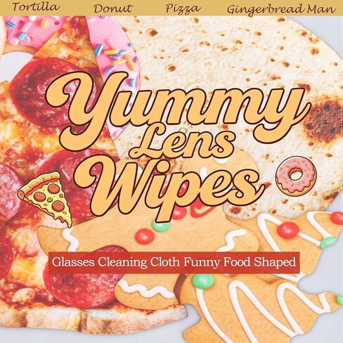 Glasses Cleaning Cloth Funny Food Shaped,4Pcs Realistic Tortilla & Pizza Donut Gingerbread Lens Wipes Microfiber Eyeglass Cleaner-Double Sided Eyeglass Cleaner for Lens Screen Tablet Gag Gift (Food) in Saudi Arabia