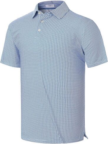 KYKU Mens Print Polo Shirt: Short Sleeve Moisture Wicking Performance Collared Golf Shirts for Men 4-Way Stretch Side Slits in Kuwait