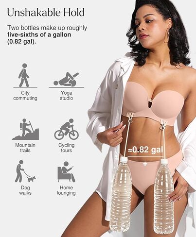 Popilush Strapless Push Up Bras for Women,Non Slip Wireless Supportive Padded Bras Seamless Tube Bra– Nude XL – for Party, Wedding, or Everyday Wear in Saudi Arabia
