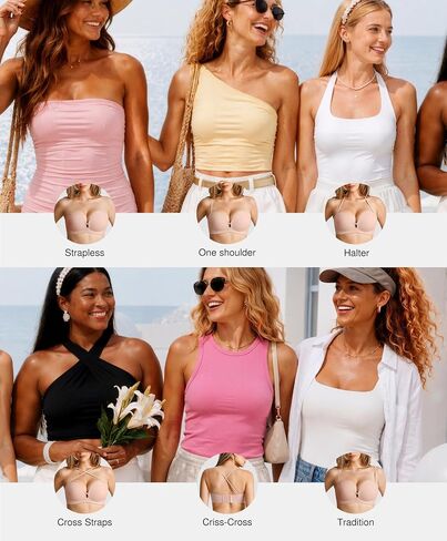 Popilush Strapless Push Up Bras for Women,Non Slip Wireless Supportive Padded Bras Seamless Tube Bra– Nude XL – for Party, Wedding, or Everyday Wear in Saudi Arabia