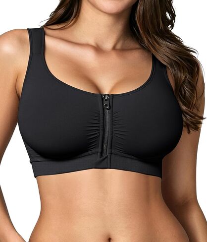 BRABIC Front Closure Bras for Women Compression Surgical Bra No Underwire Full Coverage Wireless Bralette, Black, M in Kuwait