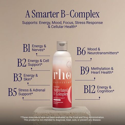 Rho Nutrition Liposomal Methylated Vitamin B Complex – Ultra High Absorption Liquid Active B Vitamins with L-Methylfolate & B12 – Supports Energy, Mood, Stress, Nervous System & Cellular Health in Saudi Arabia