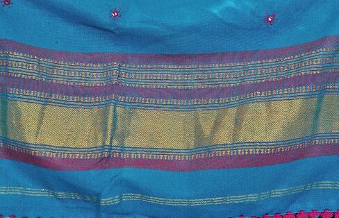 Exotic India Shawl from Kutch with Embroidered Bootis and Golden Woven Border - Wool in Kuwait