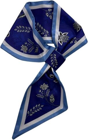 Skinny Silk Scarf for Women, Satin Narrow Long Neckerchief with Easy Pull Through Design, French Style in Saudi Arabia