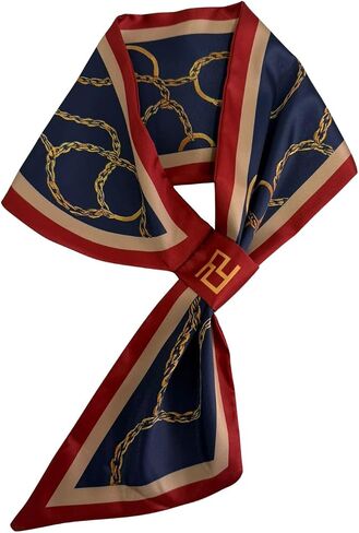 Skinny Silk Scarf for Women, Satin Narrow Long Neckerchief with Easy Pull Through Design, French Style in Saudi Arabia
