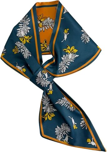Skinny Silk Scarf for Women, Satin Narrow Long Neckerchief with Easy Pull Through Design, French Style in Saudi Arabia