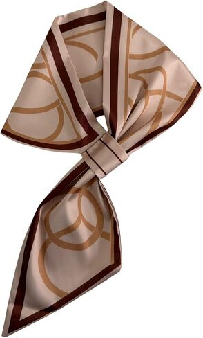 Skinny Silk Scarf for Women, Satin Narrow Long Neckerchief with Easy Pull Through Design, French Style in Saudi Arabia
