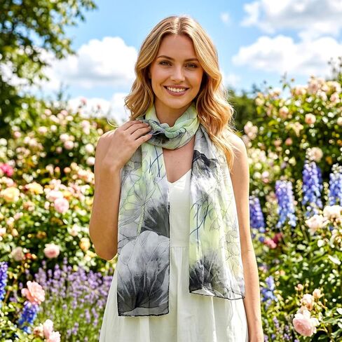 Unittype 18 Pcs Scarves for Women Ladies Lightweight Fashion Scarf Bulk Silk Gorgeous Floral Pattern Lotus Print Chiffon Scarves in Kuwait