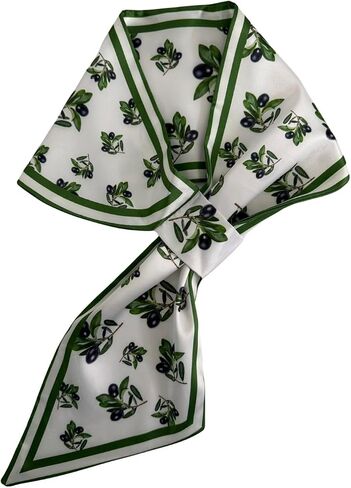 Skinny Silk Scarf for Women, Satin Narrow Long Neckerchief with Easy Pull Through Design, French Style in Saudi Arabia