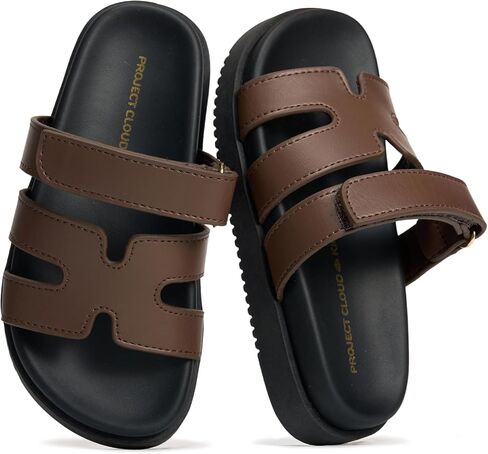 Project Cloud Girls Sandals - 100% Genuine Leather Sandals for Girls - Stylish Girls Footwear with Plush Soft Insole - Non-Slip Water-Resistant Beach Slides for Girls, Kids Sandals (Mayvy Kids) in Kuwait