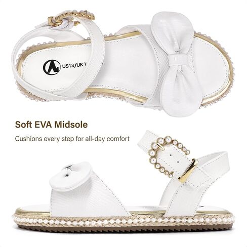 shoeslocker Girls Flat Sandals Open Toe Espadrille Summer Shoes with Adjustable Ankle Strap for Little Big Kids in Saudi Arabia