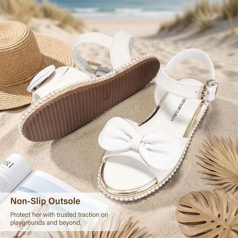 shoeslocker Girls Flat Sandals Open Toe Espadrille Summer Shoes with Adjustable Ankle Strap for Little Big Kids in Saudi Arabia