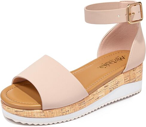 Motasha Lightweight Girls Wedge Platform Sandals, Open Toe, Ankle Strap, Summer Dress Shoes for Little Kids and Big Kids in Saudi Arabia