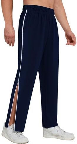 LISILONG Men's Tear Away Pants – Full Side Zippers, Easy Open Sweatpants with Pockets for Post-Surgery, Gym & Daily Wear in Saudi Arabia