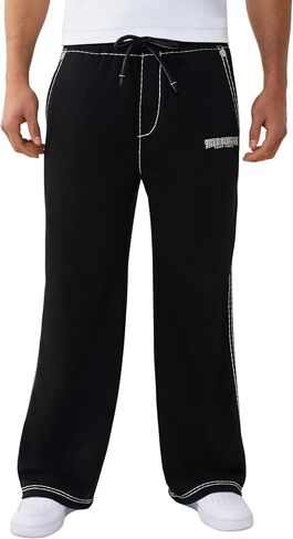 True Religion Men's Baggy Super T Sweatpant – Signature Big T Stitching, Horseshoe Detail, Branded Patch in Kuwait