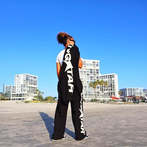 YNGSTAR بنطال واسع الساق باللون الكريمي، بنطال French Terry Streetwear مع رباط خصر مرن، مقاس مريح in Kuwait