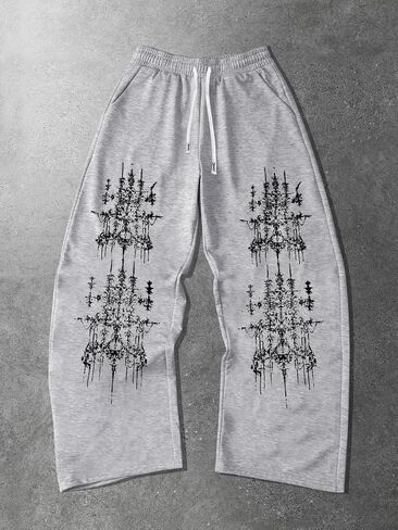 السراويل الفضفاضة للرجال Y2K Graphic Sweatpants أزياء للجنسين السراويل المتضخم للرجال مع جيوب ورباط in Kuwait