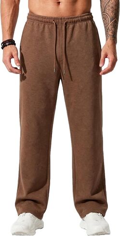 Sailwind Men's Casual Baggy Sweatpants Straight Leg Cotton Sweat Pants Open Bottom Lounge Joggers with Pockets in Kuwait