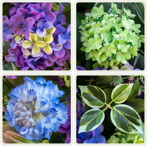 24 Inch Spring Wreath for Front Door, Artificial Hydrangea and Thistle Flowers, Spring and Summer Door Wreath with Lush Greenery, Summer Wreath for Indoor Outdoor Decor in Saudi Arabia
