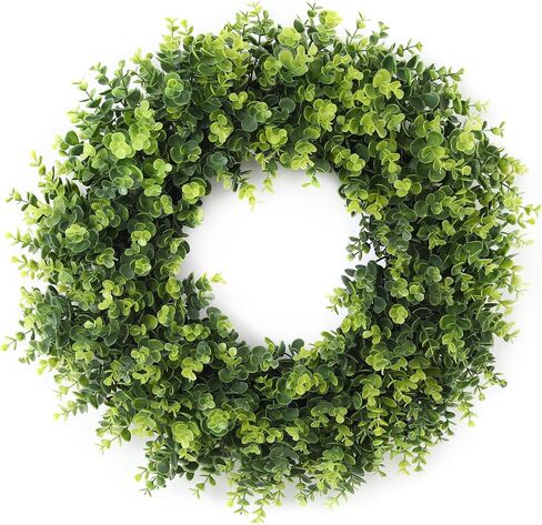 26'' Boxwood Wreath for Front Door, Artificial Boxwood Leaves Wreath for Spring and Summer, Indoor Outdoor Wall, Porch, Window, Farmhouse Home Decor in Kuwait