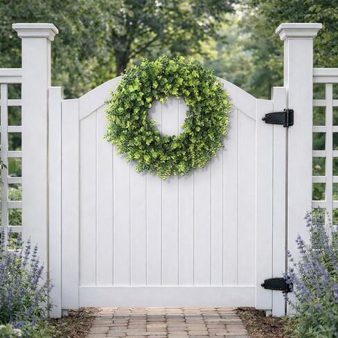 26'' Boxwood Wreath for Front Door, Artificial Boxwood Leaves Wreath for Spring and Summer, Indoor Outdoor Wall, Porch, Window, Farmhouse Home Decor in Kuwait