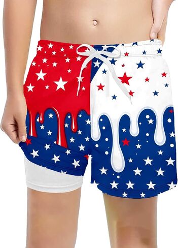 4Th of July Boys Ice Cream Shorts Summer Ice Cream Drip Baseball Basketball Shorts Beach Bathing Suit in Saudi Arabia