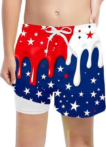 4Th of July Boys Ice Cream Shorts Summer Ice Cream Drip Baseball Basketball Shorts Beach Bathing Suit in Saudi Arabia