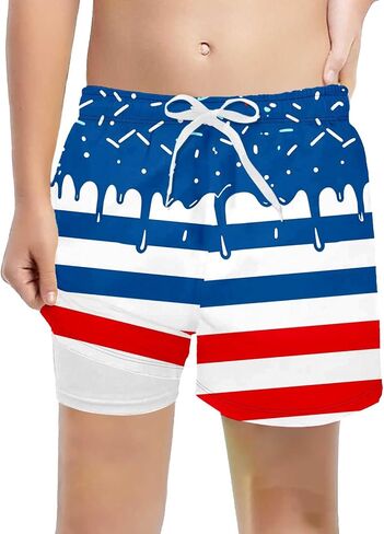 4Th of July Boys Ice Cream Shorts Summer Ice Cream Drip Baseball Basketball Shorts Beach Bathing Suit in Saudi Arabia