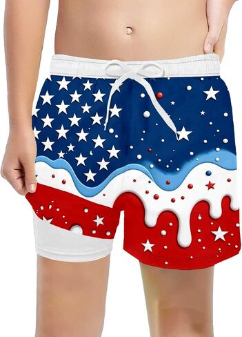 4Th of July Boys Ice Cream Shorts Summer Ice Cream Drip Baseball Basketball Shorts Beach Bathing Suit in Saudi Arabia