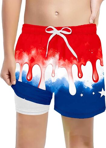 4Th of July Boys Ice Cream Shorts Summer Ice Cream Drip Baseball Basketball Shorts Beach Bathing Suit in Saudi Arabia