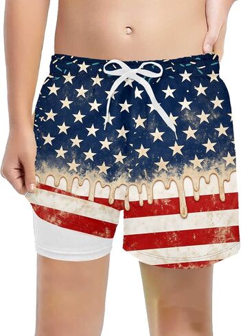 4Th of July Boys Ice Cream Shorts Summer Ice Cream Drip Baseball Basketball Shorts Beach Bathing Suit in Saudi Arabia