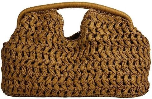 Summer Straw Woven Clip Purse Bag Chic Cloud Beach Handbag Dumpling Vacation Seaside Clutch with Handle in Saudi Arabia