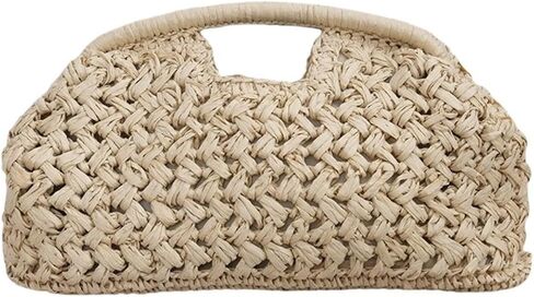 Summer Straw Woven Clip Purse Bag Chic Cloud Beach Handbag Dumpling Vacation Seaside Clutch with Handle in Saudi Arabia