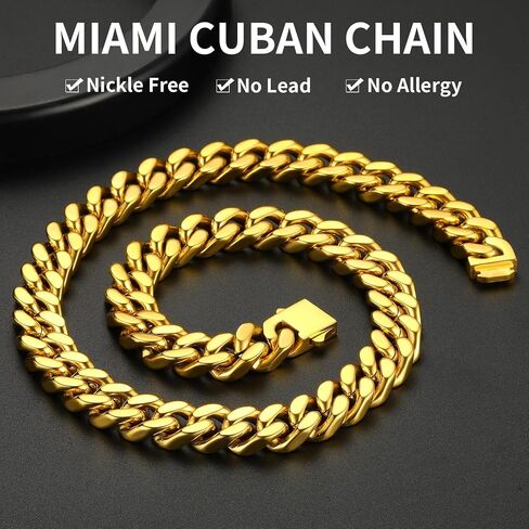 ChainsHouse 14mm 18" Cuban Chain Necklace Men Bracelet 19cm in Kuwait