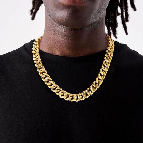 ChainsHouse 14mm 18" Cuban Chain Necklace Men Bracelet 19cm in Kuwait