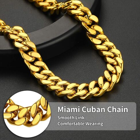 ChainsHouse 14mm 18" Cuban Chain Necklace Men Bracelet 19cm in Kuwait