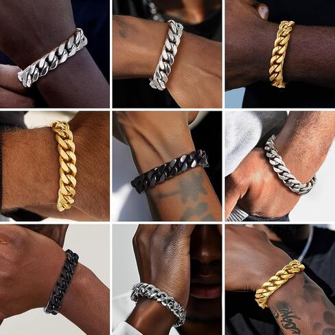 ChainsHouse 14mm 18" Cuban Chain Necklace Men Bracelet 19cm in Kuwait