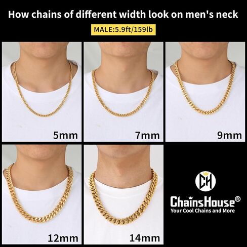 ChainsHouse 14mm 18" Cuban Chain Necklace Men Bracelet 19cm in Kuwait