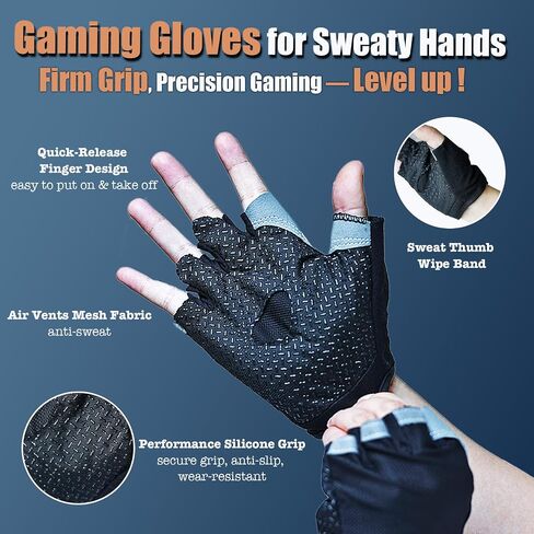 Gaming Gloves for Sweaty Hands Breathable Gaming Gloves for Esports Dedales Gamer Profesionales Sim Racing Gloves Men Half Finger Gamer Gloves for VR,PS4/PS5,Xbox,Computer,PC,Comfort and Good Grip in Saudi Arabia