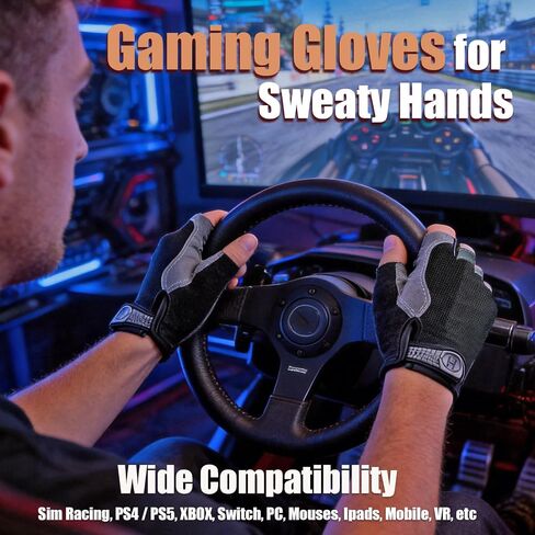 Gaming Gloves for Sweaty Hands Breathable Gaming Gloves for Esports Dedales Gamer Profesionales Sim Racing Gloves Men Half Finger Gamer Gloves for VR,PS4/PS5,Xbox,Computer,PC,Comfort and Good Grip in Saudi Arabia