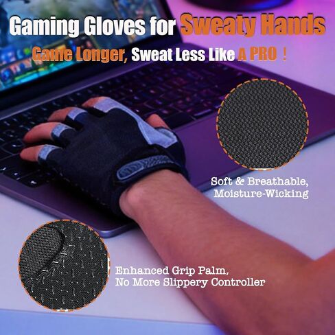Gaming Gloves for Sweaty Hands Breathable Gaming Gloves for Esports Dedales Gamer Profesionales Sim Racing Gloves Men Half Finger Gamer Gloves for VR,PS4/PS5,Xbox,Computer,PC,Comfort and Good Grip in Saudi Arabia