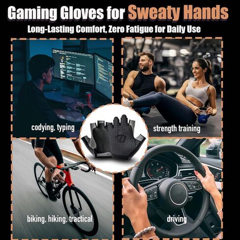 Gaming Gloves for Sweaty Hands Breathable Gaming Gloves for Esports Dedales Gamer Profesionales Sim Racing Gloves Men Half Finger Gamer Gloves for VR,PS4/PS5,Xbox,Computer,PC,Comfort and Good Grip in Saudi Arabia