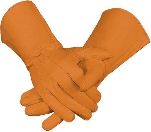 Tan Leather Gauntlet Gloves Long Arm Cuff in Saudi Arabia