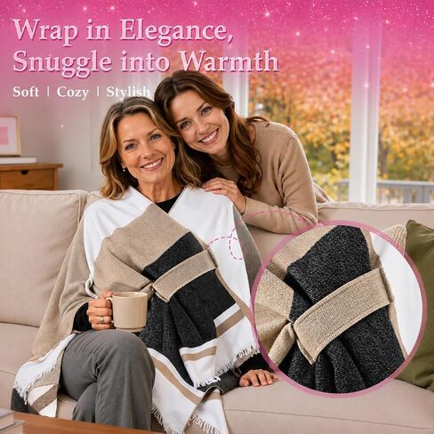 Bearhug Luxury Gift Box for Women - Elegant Wrap Poncho Shawl & Versatile Tote Bag Set - 12Psc Premium Birthday Gifts for Mom, Thinking of You, Anniversary, Get Well Soon Unique Gift Basket in Kuwait