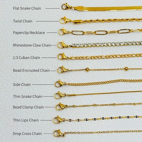 Women's 11PCS Gold Layered Necklace Set, Dainty Snake Paperclip Cuban Link Chain Stackable Jewelry, Non Tarnish in Saudi Arabia